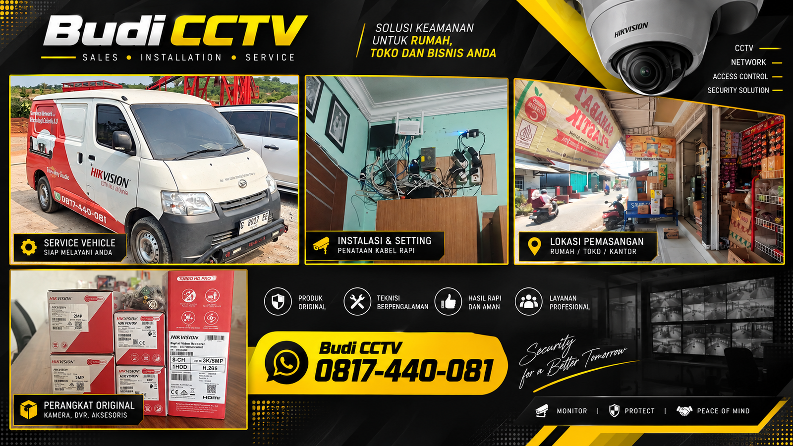 Instalasi CCTV HiLook di Toko Sembako Slawi, Bergaransi Resmi