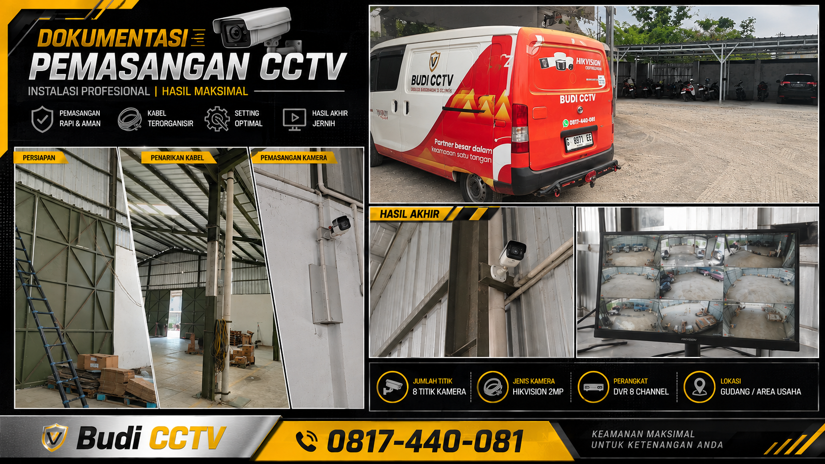 Proses Instalasi Profesional CCTV Hikvision Pabrik Brebes